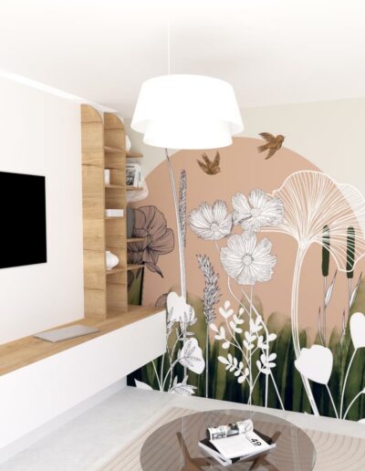 aménagement et décoration salon maison neuve par Maison Clara